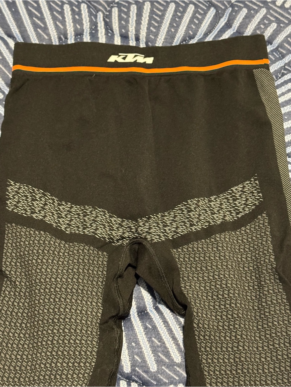Primark Black Compression Shorts with Orange Stripe